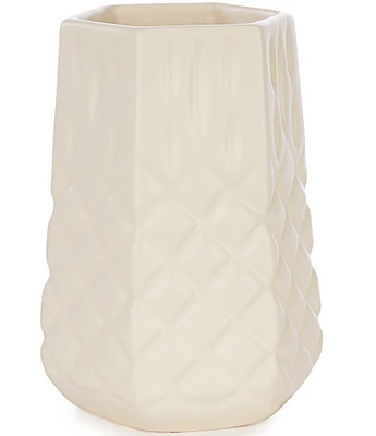 Southern Living Simplicity Collection Matte Cream Faceted Hexagonal-Shape Bud Vase