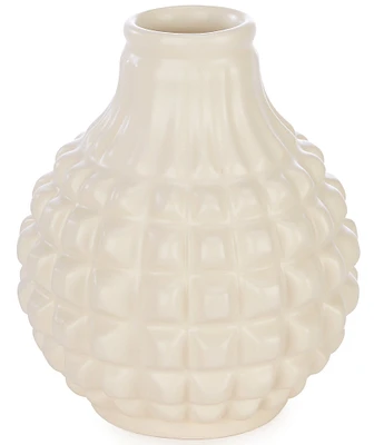 Southern Living Simplicity Collection Matte Cream Faceted Teardrop-Shape Bud Vase