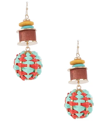 Southern Living Thread Wrapped Ball Wood Bead Resort Drop Earrings