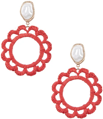 Southern Living Thread Wrapped Flower Pearl Orbital Earrings