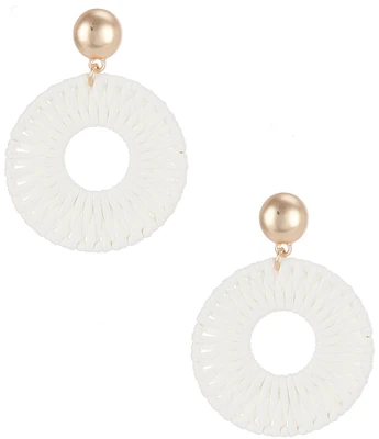 Southern Living White Leather Wrapped Orbital Drop Earrings