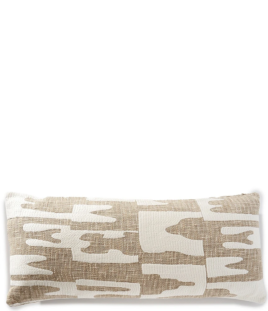 Southern Living Woven Chunky Geometric Embroidered Lumbar Pillow