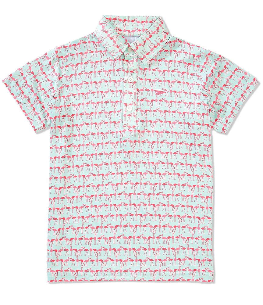 Southern Lure Big Boys Short Sleeve Flamingo Conversation Polo Shirt