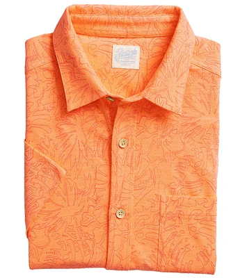 Southern Tide Beachcast Floral Fusion Knit Short Sleeve Woven Shirt