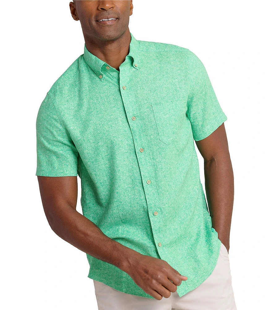 Southern Tide Bloomz Linen Rayon Short Sleeve Woven Shirt
