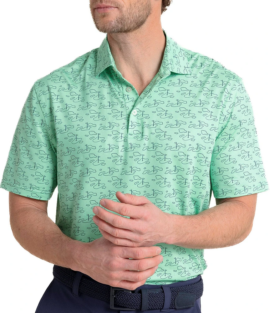 Southern Tide Driver Who's Your Caddy Printed Short Sleeve Polo Shirt