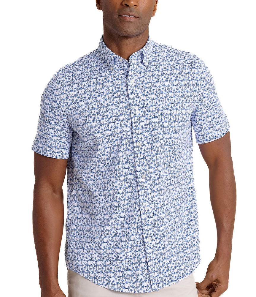 Southern Tide Intercoastal Performance Stretch Talk To The Palm Short Sleeve Woven Shirt