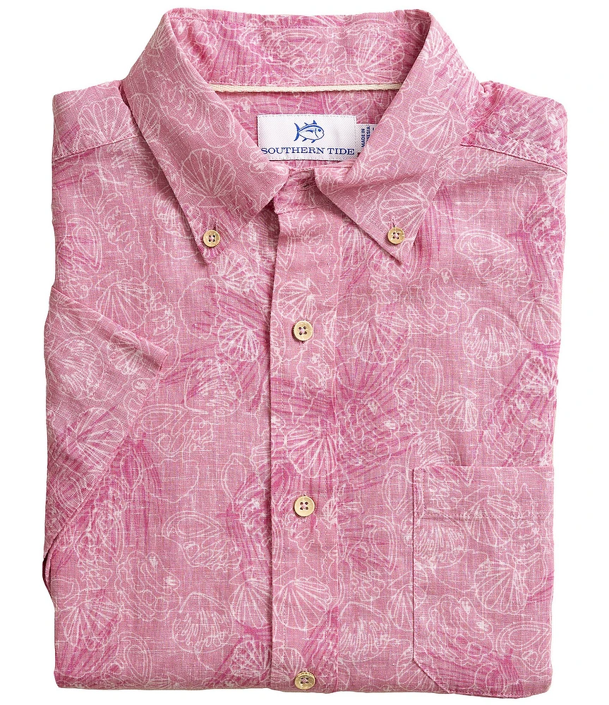 Southern Tide Palm-Tree-Cation Short Sleeve Woven Shirt