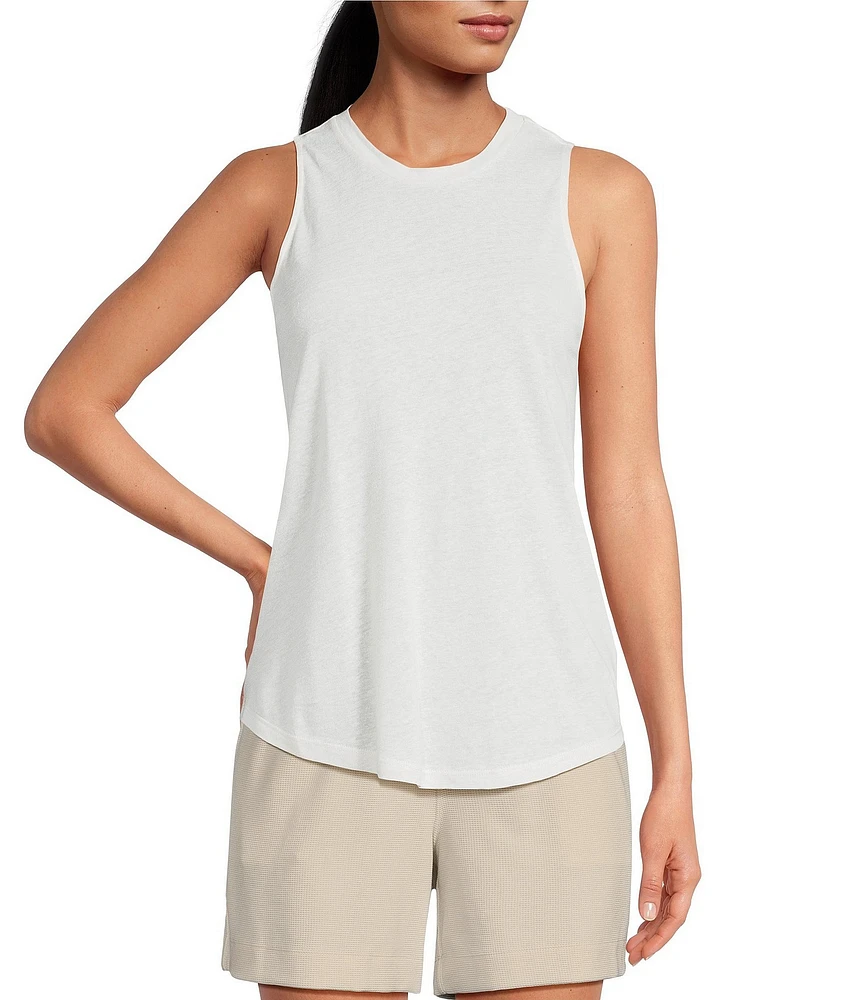 Splendid Cady Linen Blend Knit Crew Neck Sleeveless Tank