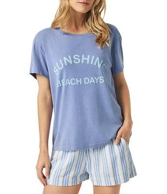 Splendid Graphic Knit Crew Neck Short Sleeve Boxy Tee