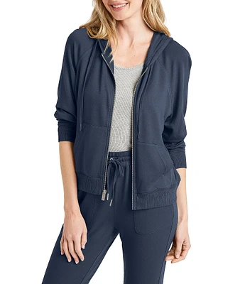 Splendid Knit Crew Neck Long Sleeve Hoodie Zip Up Jacket