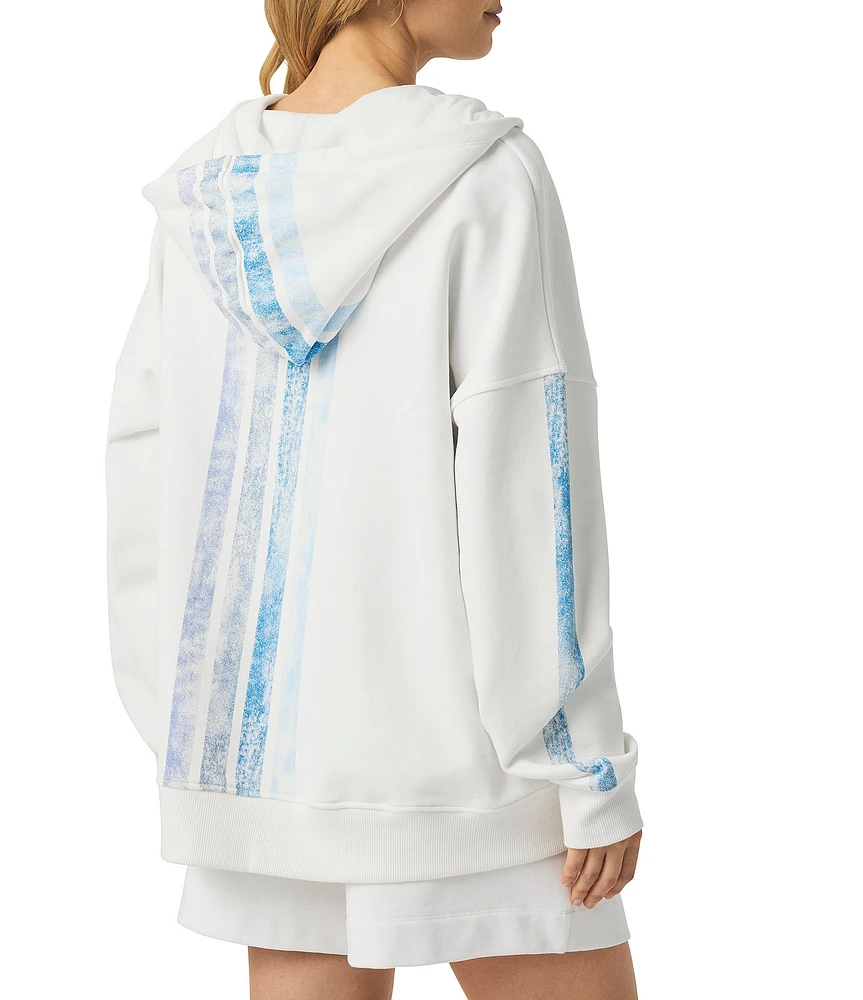 Splendid Striped Crew Neck Long Sleeve Hoodie Jacket