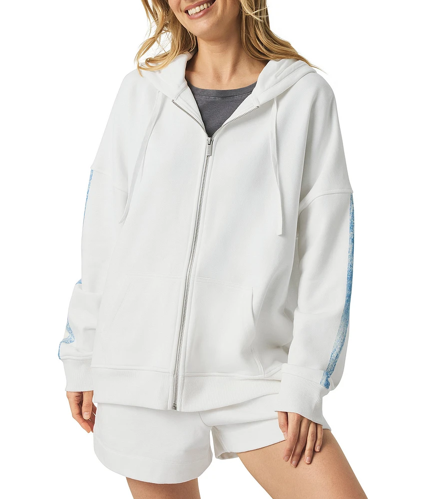 Splendid Striped Crew Neck Long Sleeve Hoodie Jacket