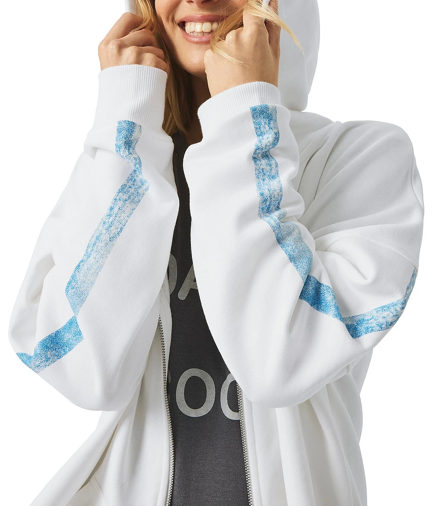 Splendid Striped Crew Neck Long Sleeve Hoodie Jacket