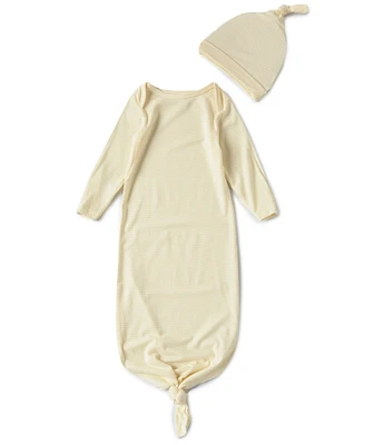 Starting Out Baby Long-Sleeve Stripe Knotted Gown