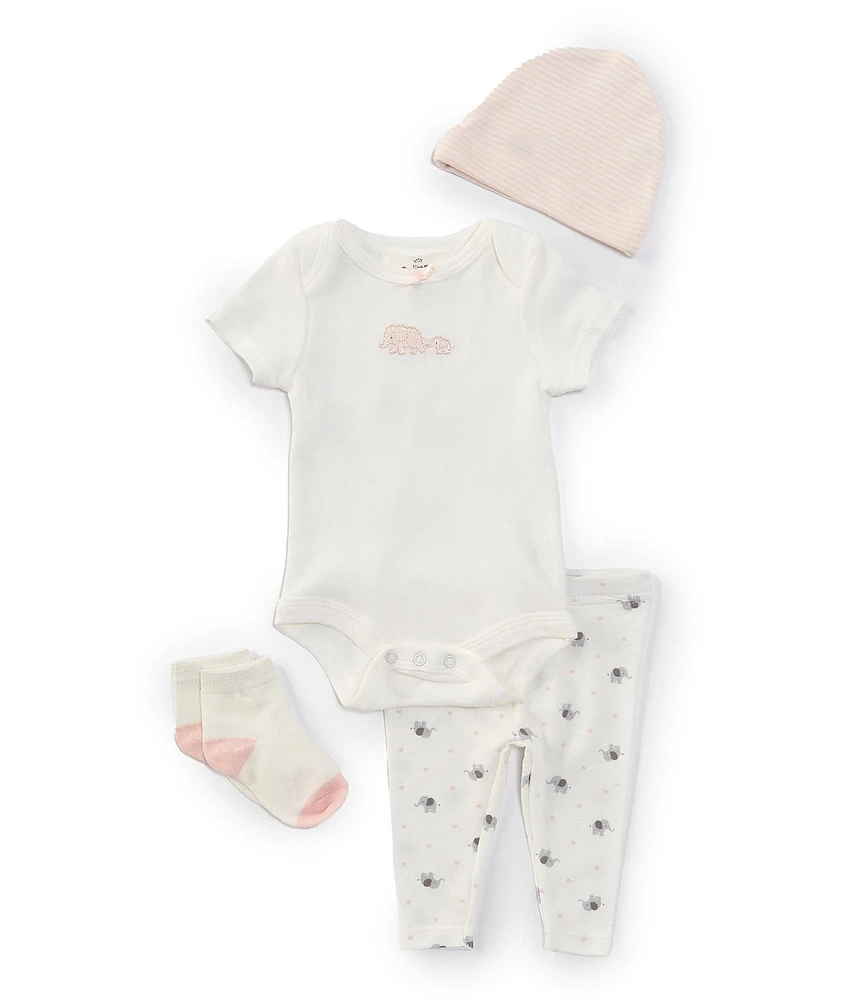 Starting Out Baby Girls Embroidered Elephant Short Sleeve Bodysuit & Pants Set