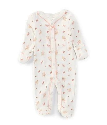 Starting Out Baby Girls Long Sleeve Fold-Over Cuffs Ballet Print Footie Coverall