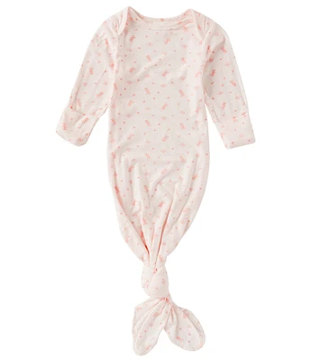 Starting Out Baby Girls Long Sleeve Fold-Over Cuffs Ballet Print Knotted Gown