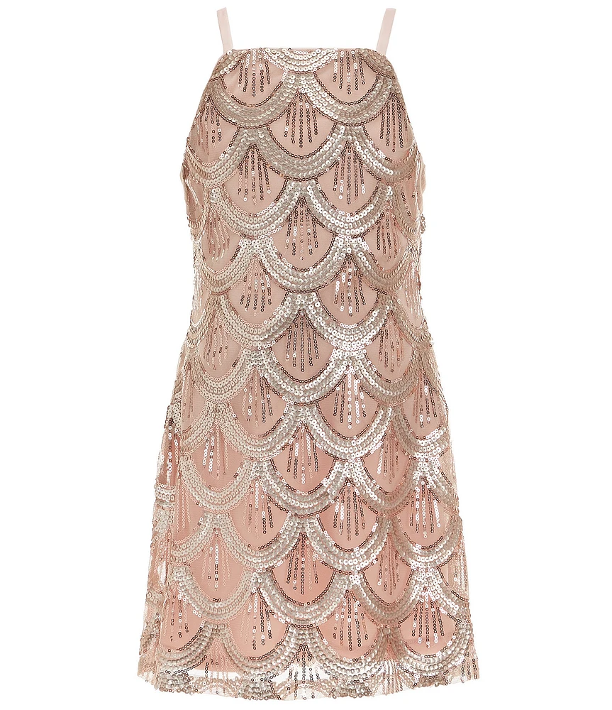 Stella 88 Big Girls Sleeveless Sequin-Embellished Scalloped-Pattern Mini Dress