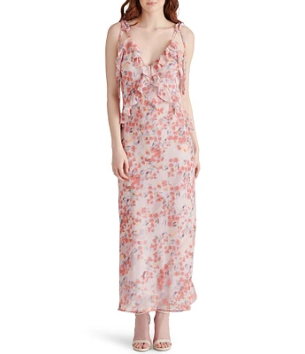 Steve Madden Adalina Floral Print V-Neck Sleeveless Maxi Dress