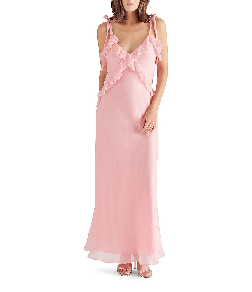 Steve Madden Adalina V-Neck Sleeveless Ruffle Maxi Dress