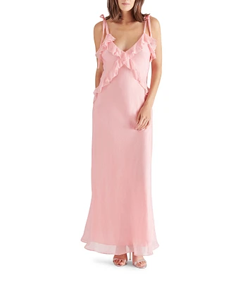Steve Madden Adalina V-Neck Sleeveless Ruffle Maxi Dress