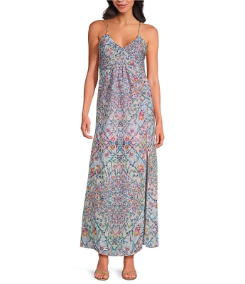 Steve Madden Brianna Printed Halter Sleeveless Maxi Dress