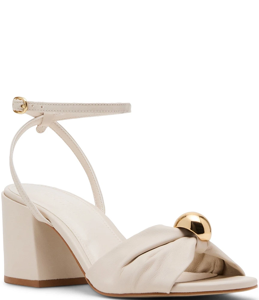 Steve Madden Caden Leather Ornamented Block Heel Ankle Strap Dress Sandals