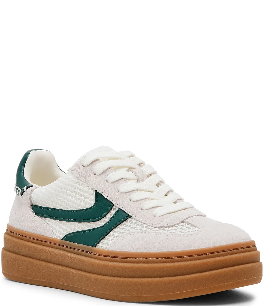 Steve Madden Dodge Suede Mesh Low-Top Gum Sole Platform Sneakers