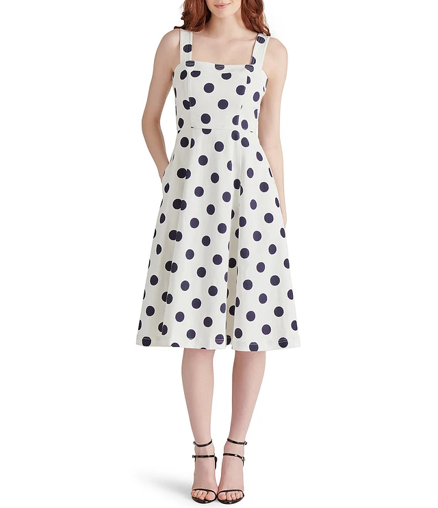 Steve Madden Dolly Woven Dotted Print Square Neck Sleeveless A-Line Midi  Dress at Hamilton Place in Chattanooga, TN