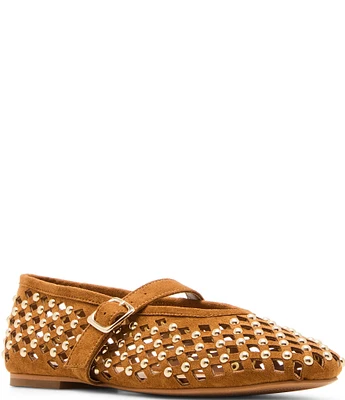 Steve Madden Dreaming-SP Suede Studded Mary Jane Ballet Flats