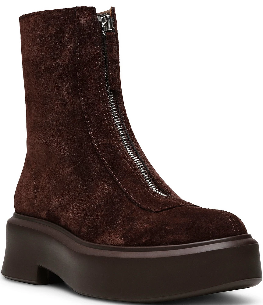 Steve Madden Jones Front-Zip Suede Platform Booties