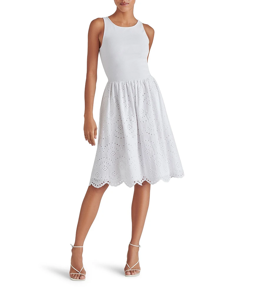 Steve Madden Julian Scoop Neck Sleeveless Eyelet Dress