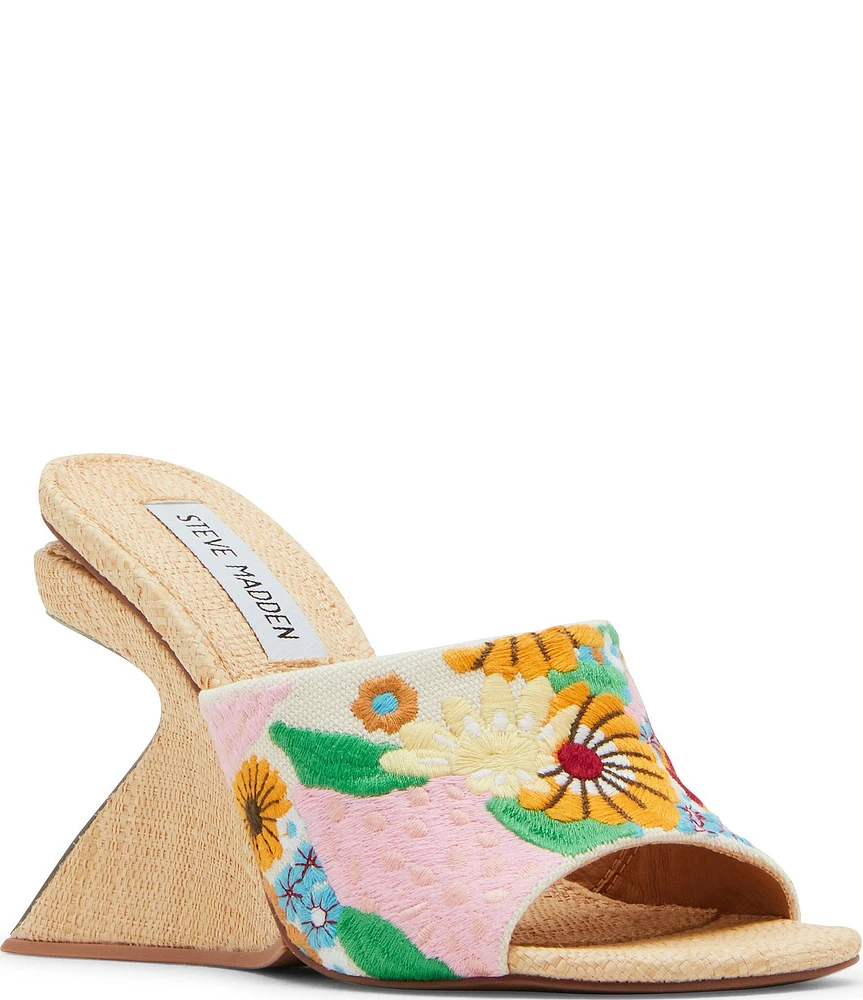 Steve Madden Krash Floral Print Embroidered Architectural Wedge Dress Sandals