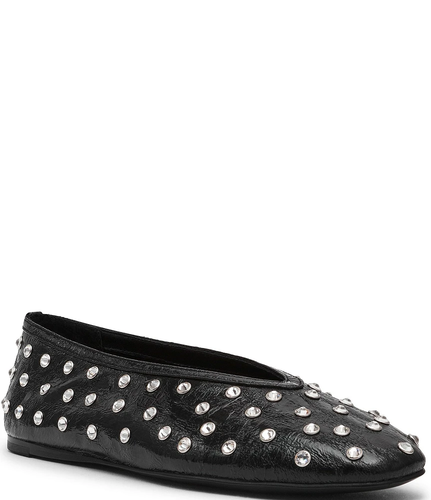 Steve Madden Leni-R Crinkle Leather Rhinestone Ballet Flats