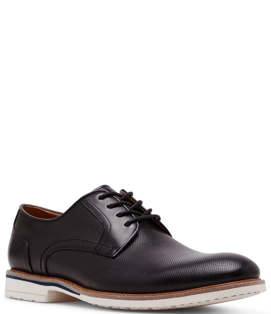 Steve Madden Men's Bader Perforated Leather Plain Toe Lace Up Oxfords