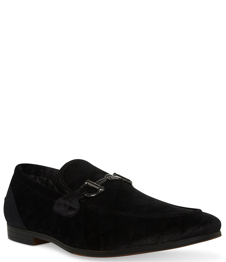 Steve Madden Men's Linc Quilted Velvet Bit Buckle Dress Slip On Loafers
