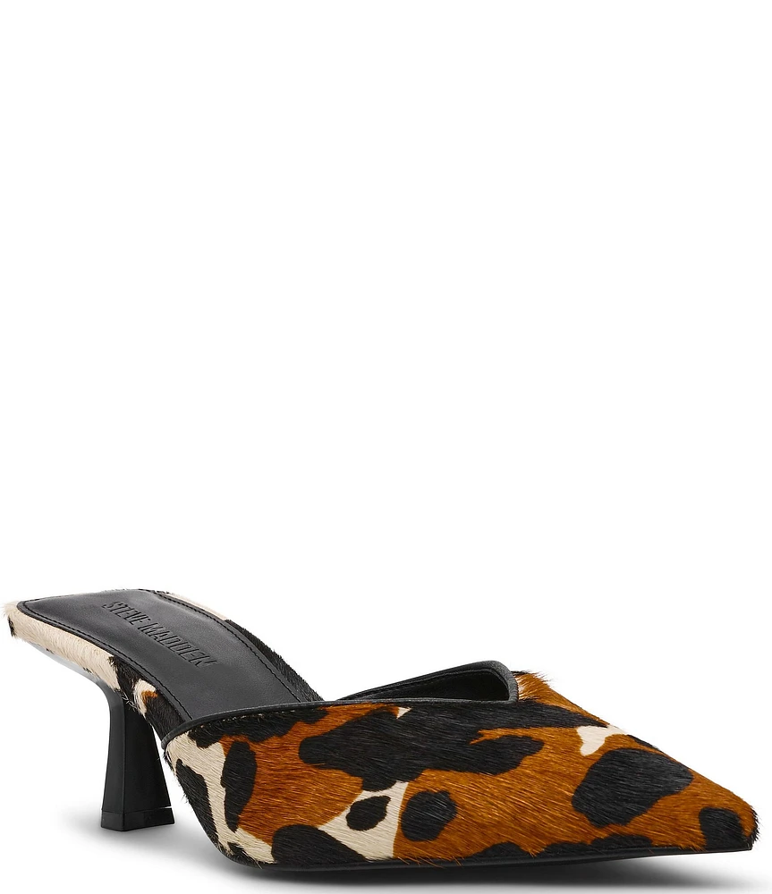 Steve Madden Mod-A Cow Print Haircalf Mules