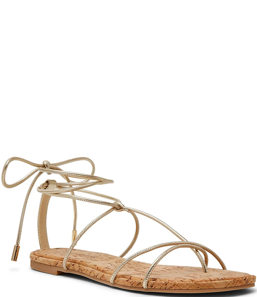 Steve Madden Myrtle Cork Ankle Wrap Flat Thong Sandals