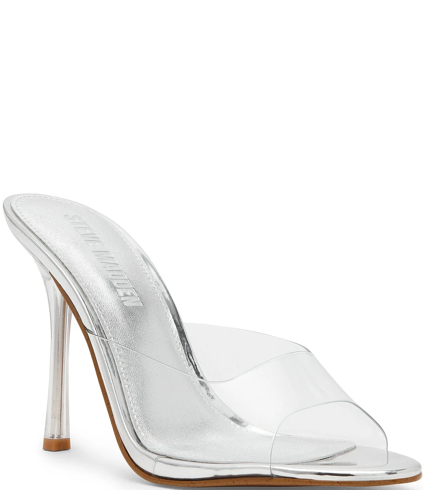 Steve Madden Peach Clear Stiletto Dress Slide Sandals
