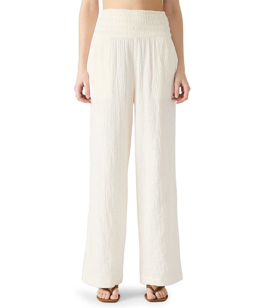Steve Madden Pomeline Smocked Waist Gauze Palazzo Pants