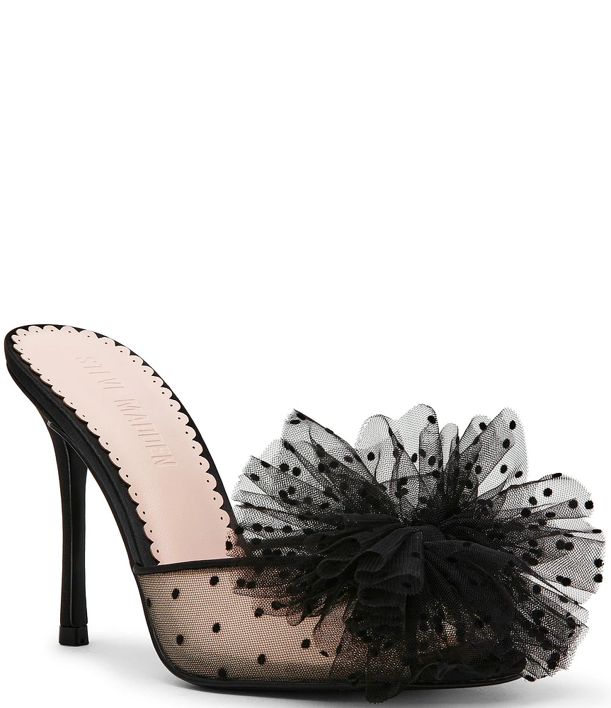Steve Madden Prit Dotted Mesh Bow Detail Dress Slide Sandals