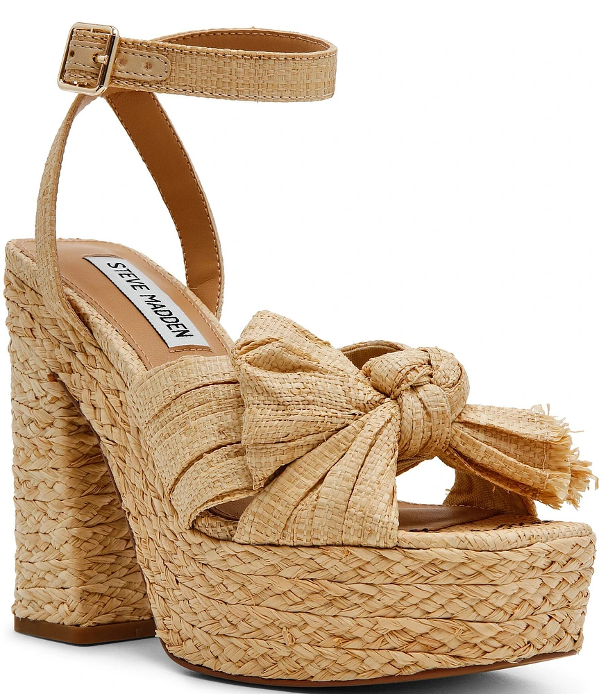 Steve Madden Romey Raffia Bow Knot Detail Platform Dress Sandals