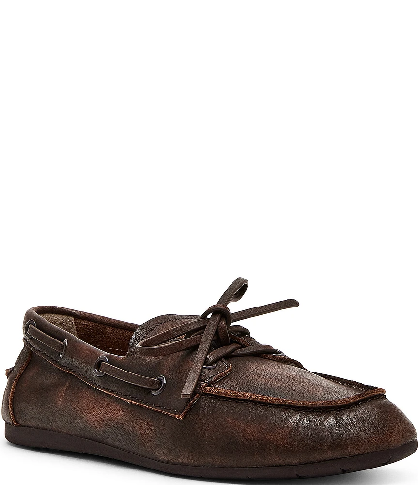 Steve Madden Sag Distressed Leather Bow Detail Boat Shoes