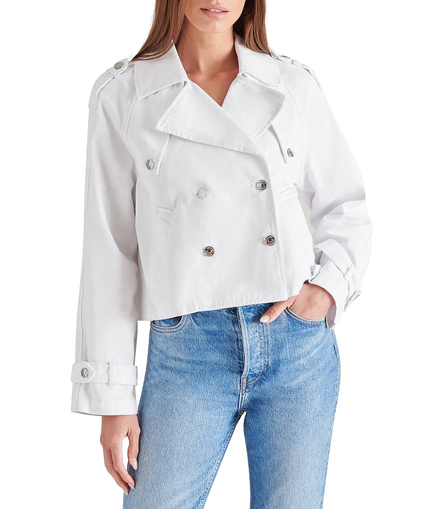 Steve Madden Sirus Notch Collar Neck Long Sleeve Cropped Trench Jacket