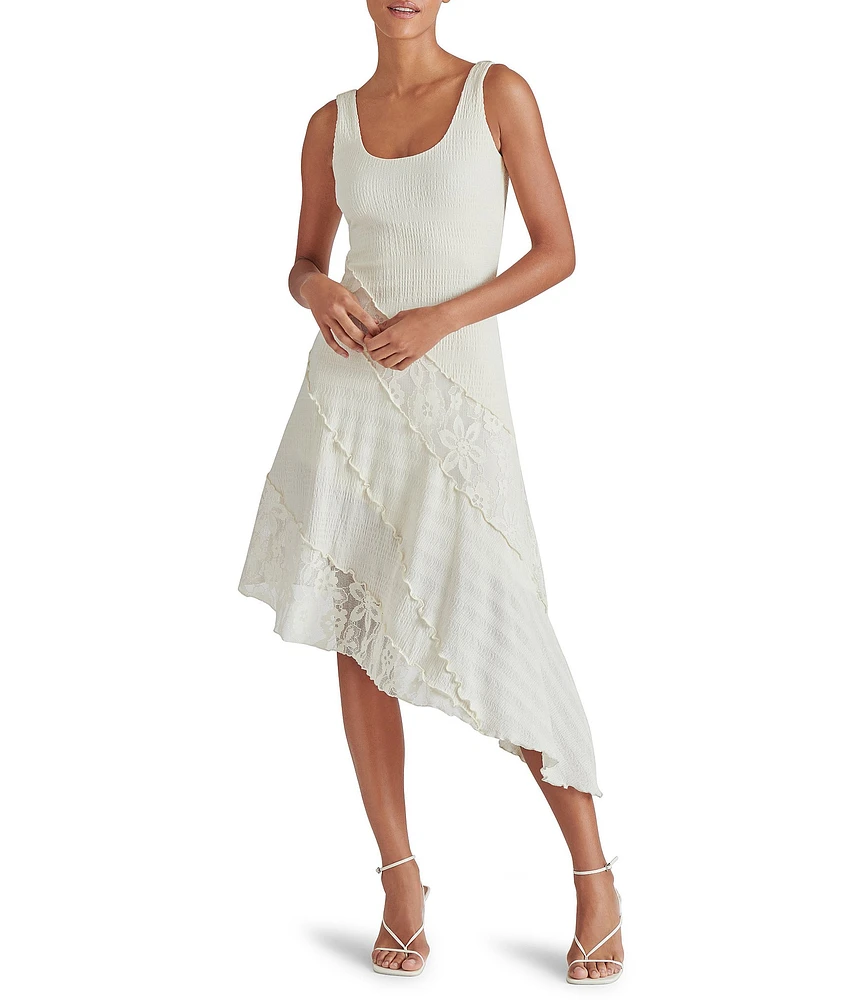 Steve Madden Vance Scoop Neck Sleeveless Lace Asymmetrical Midi Dress