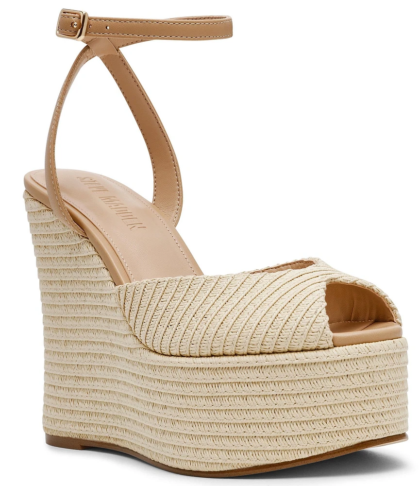Steve Madden Wanona Raffia Platform Wedge Sandals
