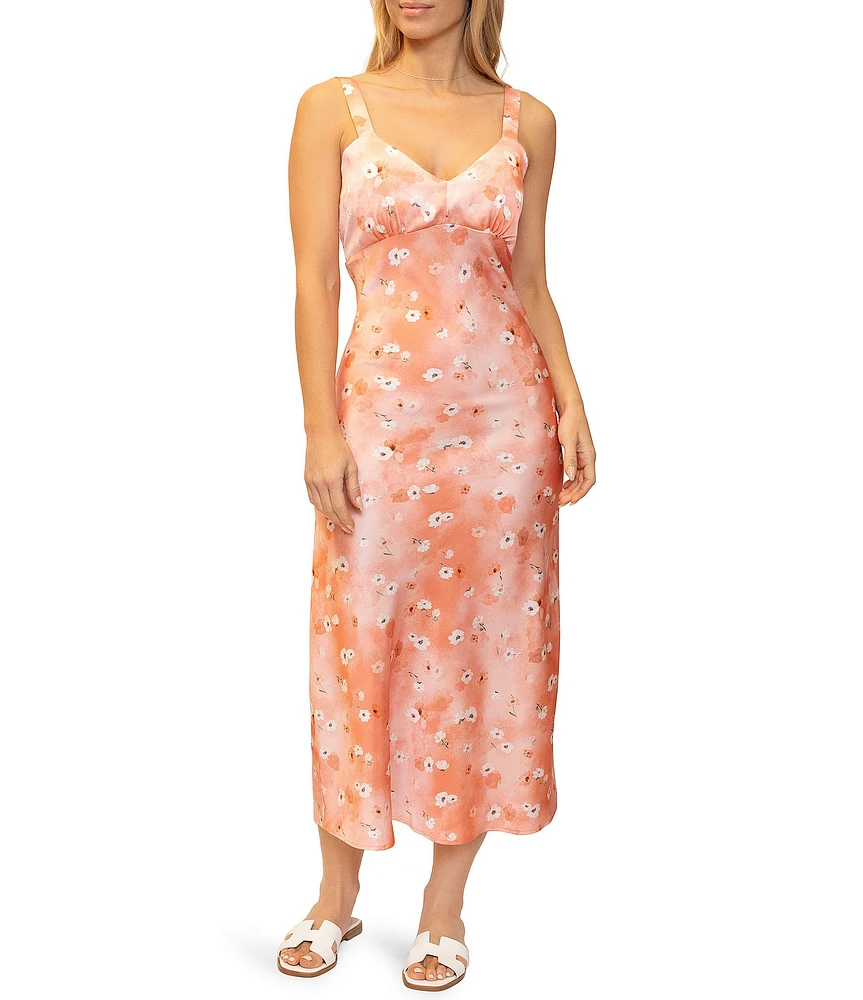 Stevie By Steve Madden Floral Print V-Neck Cami Midi Dress