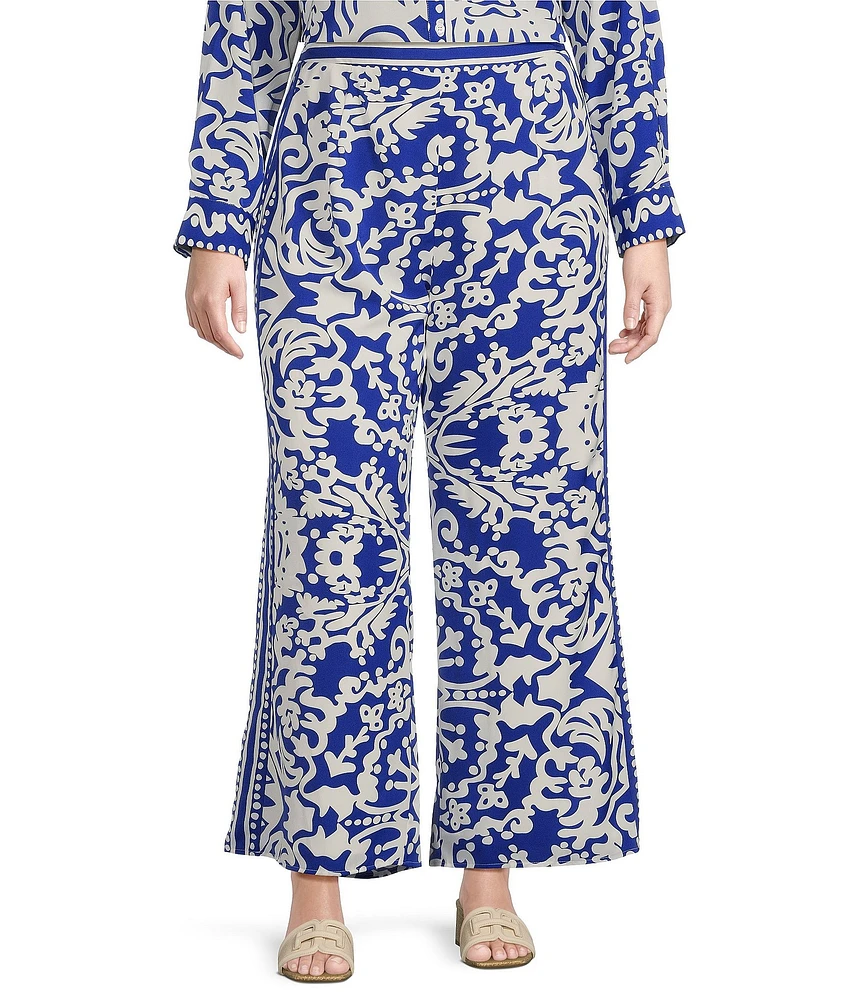 Sugarlips Plus Mixed Print High Rise Wide-Leg Coordinating Pants