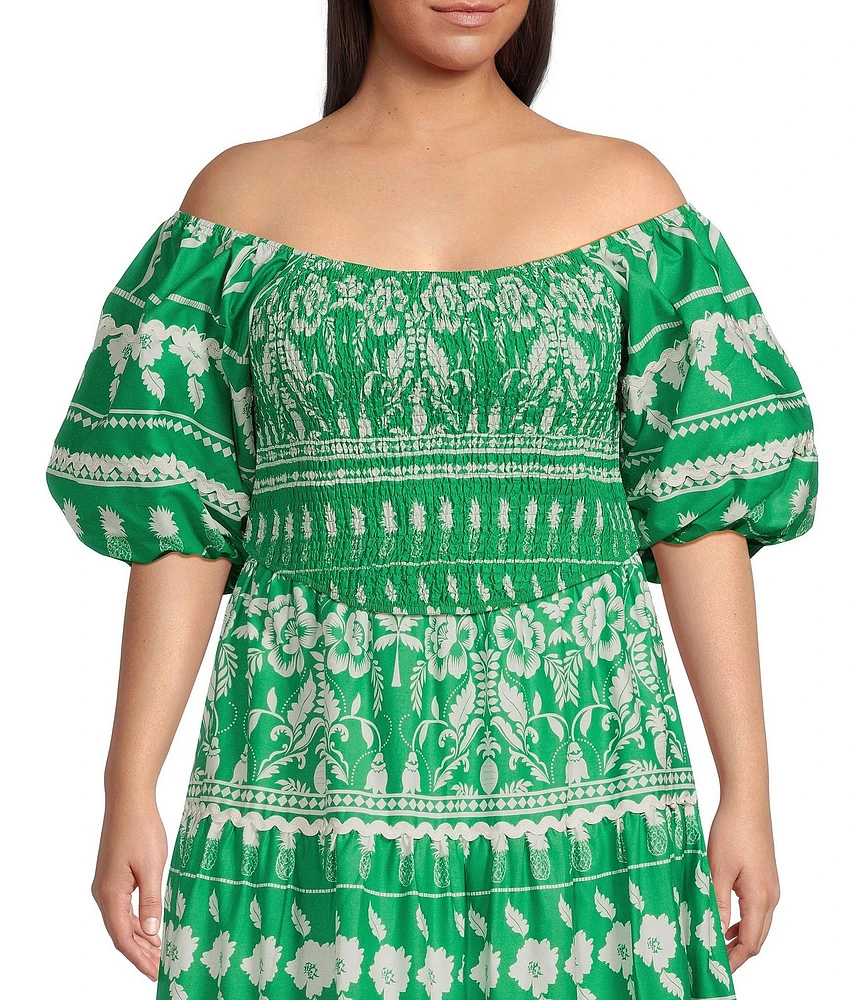 Sugarlips Plus Rick Rack Trimmed Coordinating Smocked Crop Top